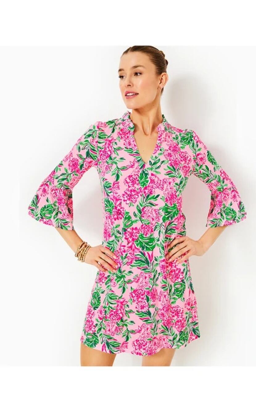 NWT Lilly Pulitzer Pink Conch Shell Hayes 3/4 Sleeve Mini Dress Women's Size XXS